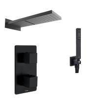 Душова система Bossini прихованого монтажу з термостатом, чорна матова (M00803000073008) - Теплоцентр