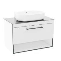 Шафка Imprese Black Edge 90 см з умивальником, підвісна, 1 ящик, біла (f32119W) - Теплоцентр