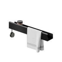 Полиця Liberta Loft з рушникотримачем та гачком зліва, 1000 мм, чорна матова - Теплоцентр