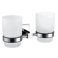 Склянка для зубних щіток Volle Cuadro подвійна, настінна, скло матове/хром (2536.220201) - Теплоцентр