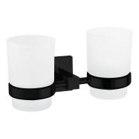 Склянка для зубних щіток Volle Cuadro подвійна, настінна, скло матове/чорний матовий (2536.220204) - Теплоцентр