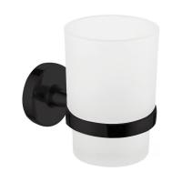 Склянка для зубних щіток Volle Ronda настінна, скло матове/чорний матовий (2535.220104) - Теплоцентр