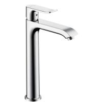 Змішувач для умивальника Hansgrohe Metris одноважільний, високий вилив, зі зливним гарнітуром, хром (31183000) - Теплоцентр