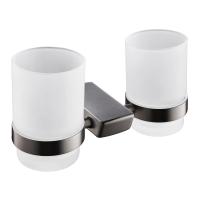 Склянка для зубних щіток Imprese Grafiky подвійна, скло матове/чорний (ZMK041807240) - Теплоцентр