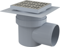 Зливний трап AlcaPlast 150х150/110 мм, бічний стік, решітка з нержавіючої сталі, гідрозатвор мокрий (APV12) - Теплоцентр