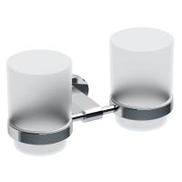 Тримач з двома склянками для зубних щіток Ravak Chrome CR 220.00, скло матове/хром (X07P189) - Теплоцентр