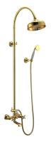 Душова система Imprese Cuthna: змішувач, круглий верхній душ 200 мм, ручний душ 70 мм, золото (T-10280 zlato-n) - Теплоцентр