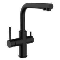 Змішувач для кухні Imprese Daicy з підключенням питної води, двоважільний, чорний (55009B-F) - Теплоцентр