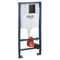 Інсталяція для унітаза Grohe Solido 3 в 1, 113 см,  кнопка змиву Even Black, чорна (38811KF0) - Теплоцентр
