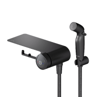 Гігієнічний набір AM.PM X-Joy TouchReel зі змішувачем, полицею та тримачем туалетного паперу, чорний матовий (F0H85A822) - Теплоцентр