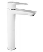 Змішувач для умивальника Ferro Algeo одноважільний, високий, білий / хром (BDR2L) - Теплоцентр