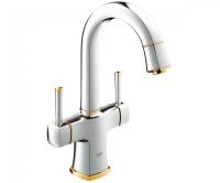 Змішувач для умивальника Grohe Grandera L-Size, двоважільний, хром/золото (21107IG0) - Теплоцентр