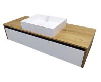 Тумба Fancy Marble Melvin 1000 під умивальник Capri 500, шпон дуб, фасад білий сніг (1696 ШН) - Теплоцентр