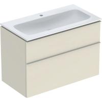 Комплект вбудованого умивальника Geberit iCon slim rim з шафкою, 90 см, пісочно-сіра (502.337.JL.1) - Теплоцентр