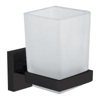 Склянка для зубних щіток Volle Cuadro настінна, скло матове/чорний матовий (2536.220104) - Теплоцентр