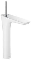 Змішувач для умивальника Hansgrohe PuraVida з джойстиком, високий вилив, білий/хром (15072400) - Теплоцентр