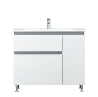 Тумба з раковиною AM.PM X-Joy 100, підлогова, 1 ящик, 2 дверей, права, біла (M85-FSR10036-WC10036WG38) - Теплоцентр