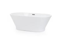 Ванна акрилова Fibrex Oslo 170x80x60 см, окрема, овальна, глянцева, хромований злив та перелив Click-clack - Теплоцентр