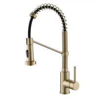 Кухонний змішувач Kraus Bolden з висувним шлангом і розпилювальною лійкою, золото (KPF-1610BG) - Теплоцентр
