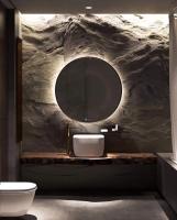 Дзеркало Liberta Viano 700x700, з підсвіткою на стіну, рамка чорна матова - Теплоцентр