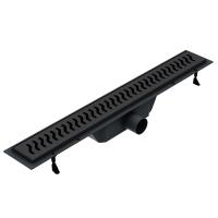 Душовий трап Volle 700 мм, сухий затвор, решітка "хвиля", чорний матовий (9000.202704) - Теплоцентр