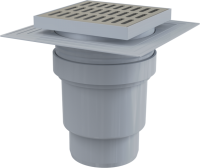 Зливний трап AlcaPlast 150х150/110 мм, прямий стік, решітка з нержавіючої сталі, гідрозатвор мокрий (APV13) - Теплоцентр