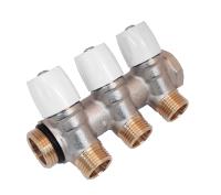 Колектор General Fittings Flexus різьбовий з вентильними кранами 3/4", 2 виходи (6200E7N0504W2A) - Теплоцентр