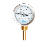 Термометр біметал. ТБ-У2 100 мм, 0...+120°С, кл.т. 1,0, L 50 мм, G1/2, Україна, РШ -латунь - Теплоцентр