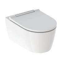 Унітаз підвісний Geberit ONE безобідковий, із сидінням з кришкою, з хромованою декорпанеллю (500.202.01.1) - Теплоцентр