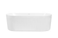 Ванна акрилова Fibrex Evia 170x80 см, окрема, з відкидною спинкою, овальна, глянцева, чорний злив та перелив Click-clack - Теплоцентр
