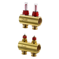 Колектор Danfoss FHF-F на 2 контури з водоміром (088U0522) - Теплоцентр