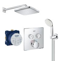 Душовий комплект Grohe Grohtherm SmartControl із New Tempesta 250: змішувач, верхній душ, ручний душ, хром (UA26415SC1) - Теплоцентр