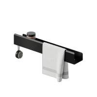 Полиця Liberta Loft з рушникотримачем та гачком зліва, 500 мм, чорна матова - Теплоцентр