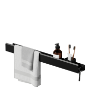 Полиця Liberta Loft з рушникотримачем та гачком справа, 750 мм, чорна матова - Теплоцентр