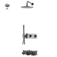 Душовий набір Fima Carlo з термостатом, прихований монтаж, на 2 виходи, нікель брашований (F3149X3R252SN) - Теплоцентр