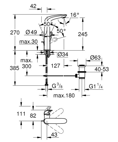 Змішувач для умивальника Grohe Eurostyle L-Size (23569003) - Теплоцентр