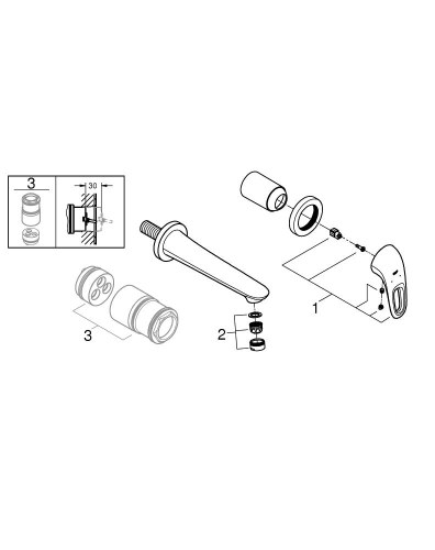 Змішувач для умивальника Grohe Eurostyle M-Size на 2 отвори (19571003) - Теплоцентр
