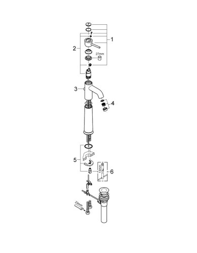 Змішувач для умивальника Grohe BauClassic XL-Size (32868000) - Теплоцентр