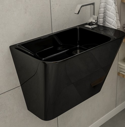 TEO black умивальник 50*28*35см моноблок підвісний - Теплоцентр