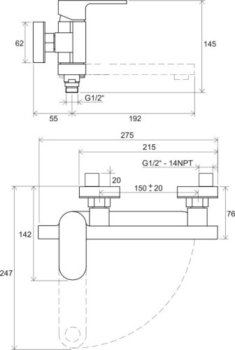 Змішувач для ванни Ravak Chrome CR 022.00/150 - Теплоцентр